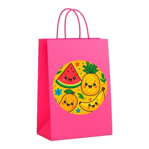 Sacola de Papel Personalizada Infantil Frutas Tropicais