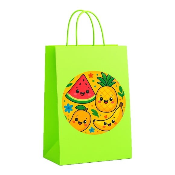 Sacola de Papel Personalizada Infantil Frutas Tropicais