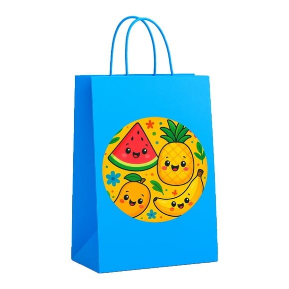 Sacola de Papel Personalizada Infantil Frutas Tropicais