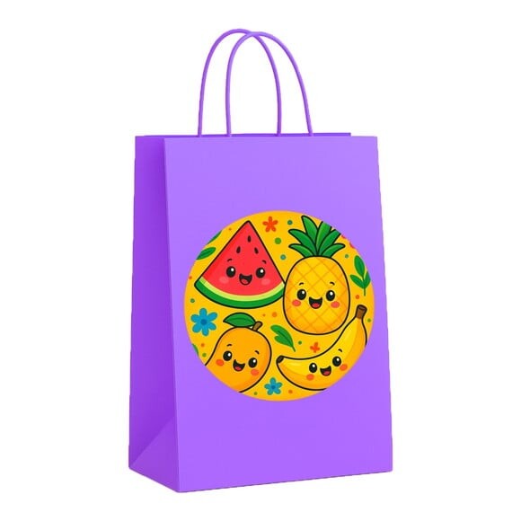Sacola de Papel Personalizada Infantil Frutas Tropicais