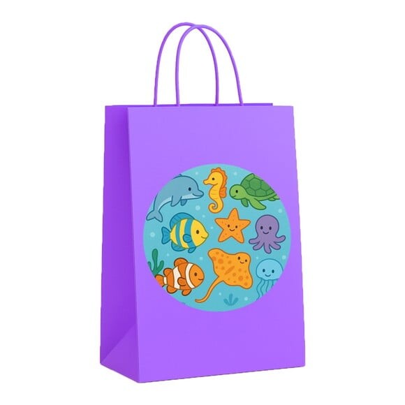 Sacola de Papel Personalizada Infantil Fundo do Mar