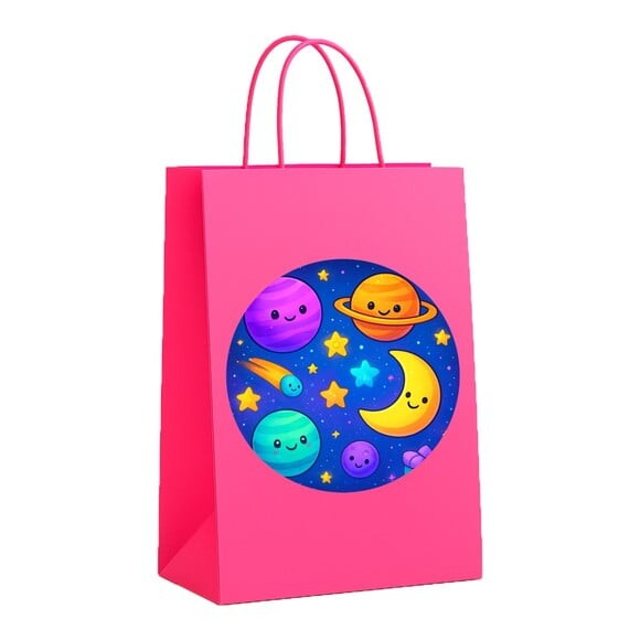 Sacola de Papel Personalizada Infantil Galáxia Encantada