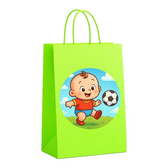Sacola de Papel Personalizada Infantil Futebol Baby