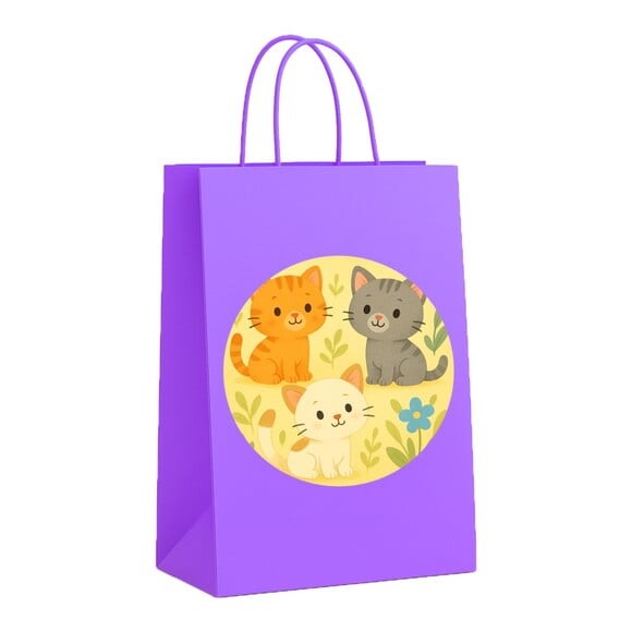 Sacola de Papel Personalizada Infantil Gatinhos