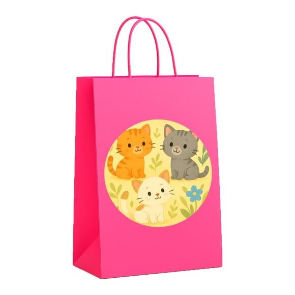 Sacola de Papel Personalizada Infantil Gatinhos