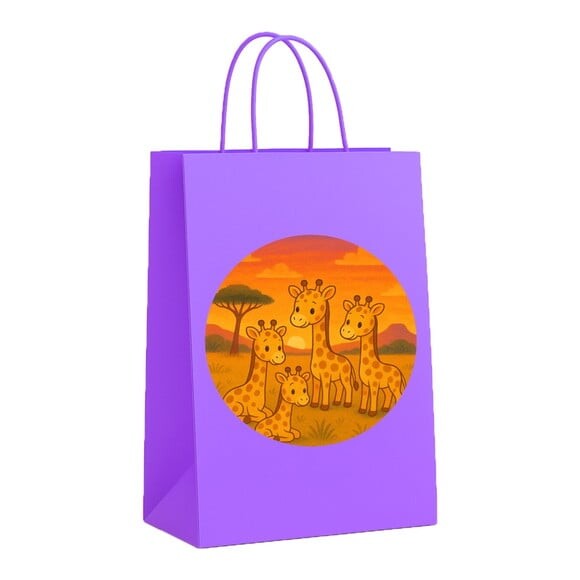 Sacola de Papel Personalizada Infantil Girafinhas