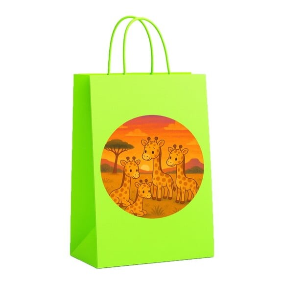 Sacola de Papel Personalizada Infantil Girafinhas