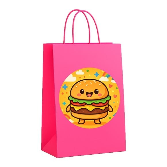 Sacola de Papel Personalizada Infantil Hambúrguer Divertido