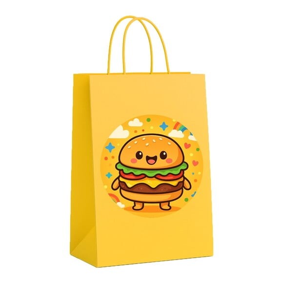Sacola de Papel Personalizada Infantil Hambúrguer Divertido