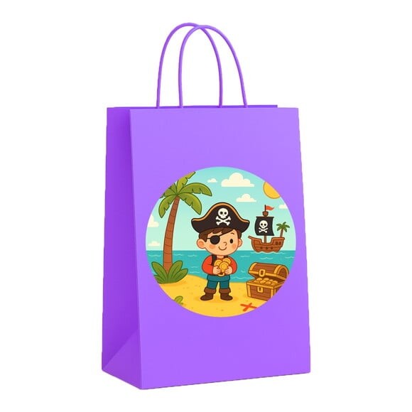 Sacola de Papel Personalizada Infantil Ilha Pirata