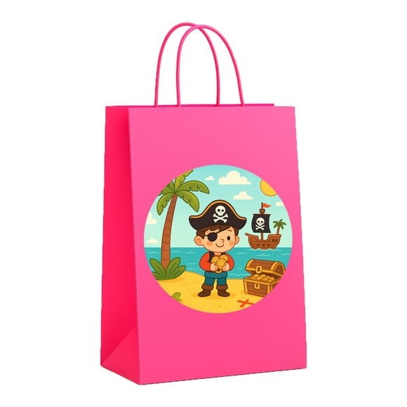 Sacola de Papel Personalizada Infantil Ilha Pirata
