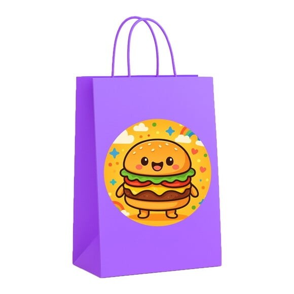 Sacola de Papel Personalizada Infantil Hambúrguer Divertido