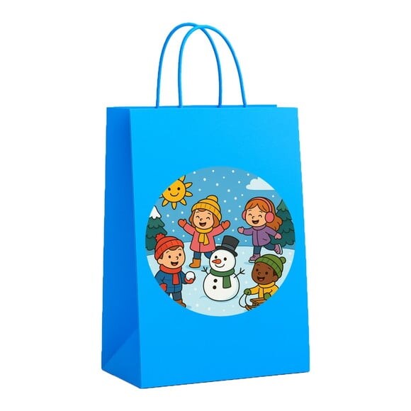 Sacola de Papel Personalizada Infantil Inverno Divertido