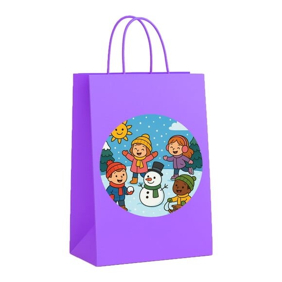 Sacola de Papel Personalizada Infantil Inverno Divertido