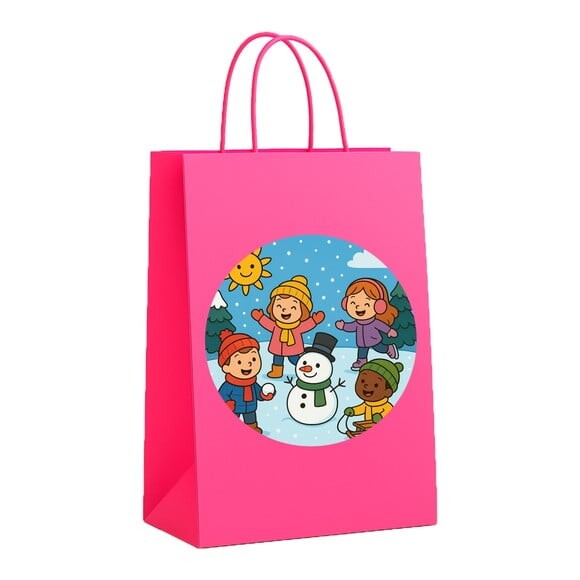 Sacola de Papel Personalizada Infantil Inverno Divertido