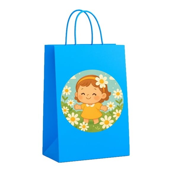 Sacola de Papel Personalizada Infantil Jardim das Margaridas