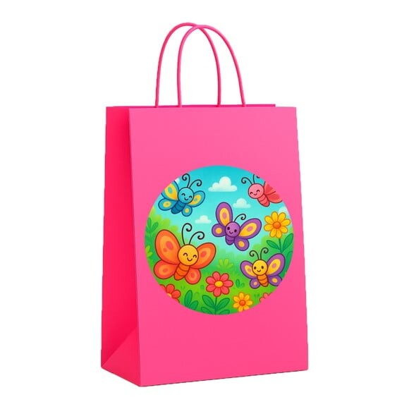 Sacola de Papel Personalizada Infantil Jardim das Borboletas