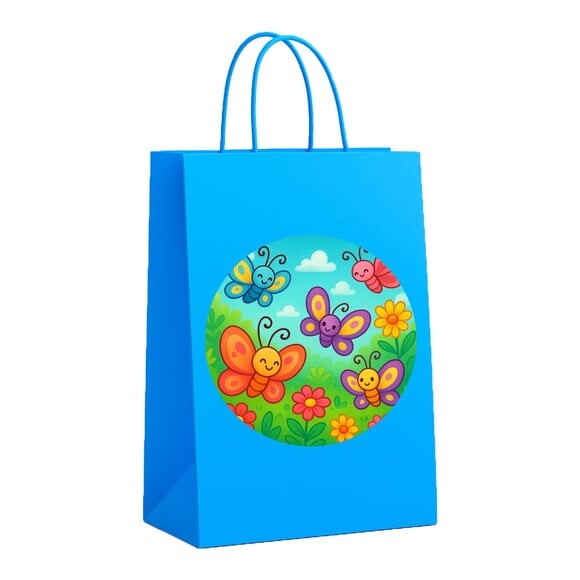 Sacola de Papel Personalizada Infantil Jardim das Borboletas