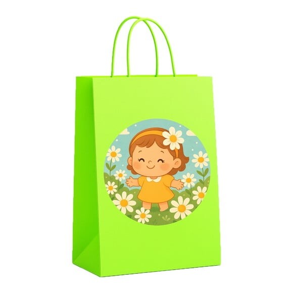 Sacola de Papel Personalizada Infantil Jardim das Margaridas
