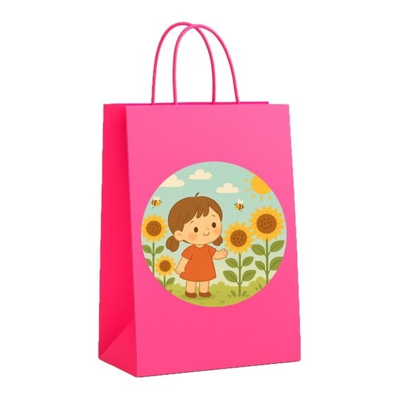Sacola de Papel Personalizada Infantil Jardim dos Girassóis