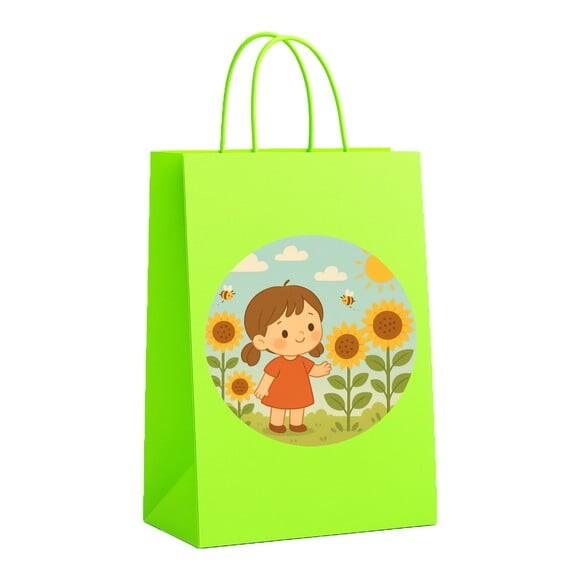 Sacola de Papel Personalizada Infantil Jardim dos Girassóis