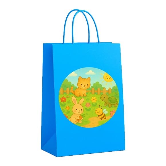 Sacola de Papel Personalizada Infantil Jardim dos Bichinhos