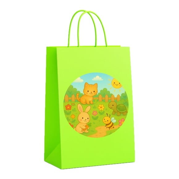 Sacola de Papel Personalizada Infantil Jardim dos Bichinhos