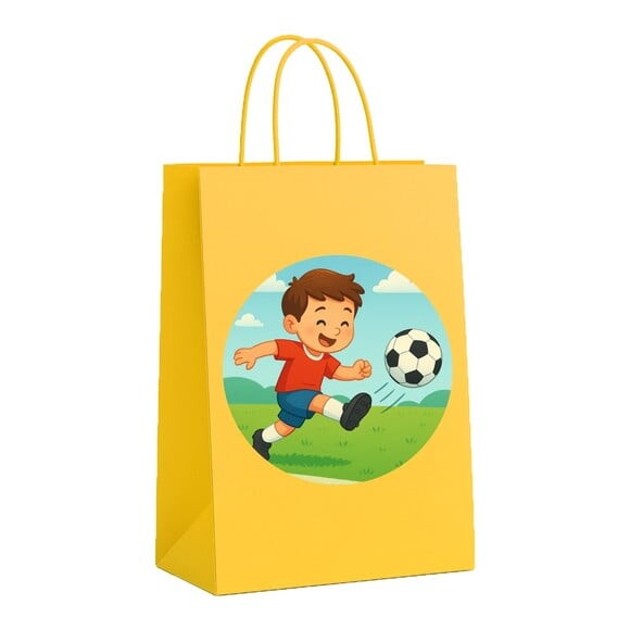 Sacola de Papel Personalizada Infantil Jogador de Futebol