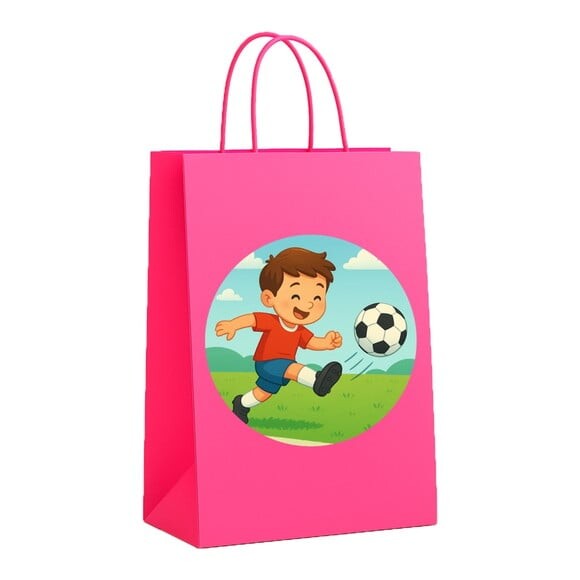 Sacola de Papel Personalizada Infantil Jogador de Futebol