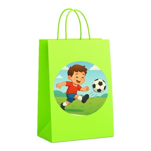 Sacola de Papel Personalizada Infantil Jogador de Futebol