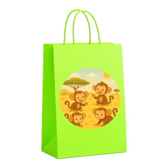 Sacola de Papel Personalizada Infantil Macaquinhos