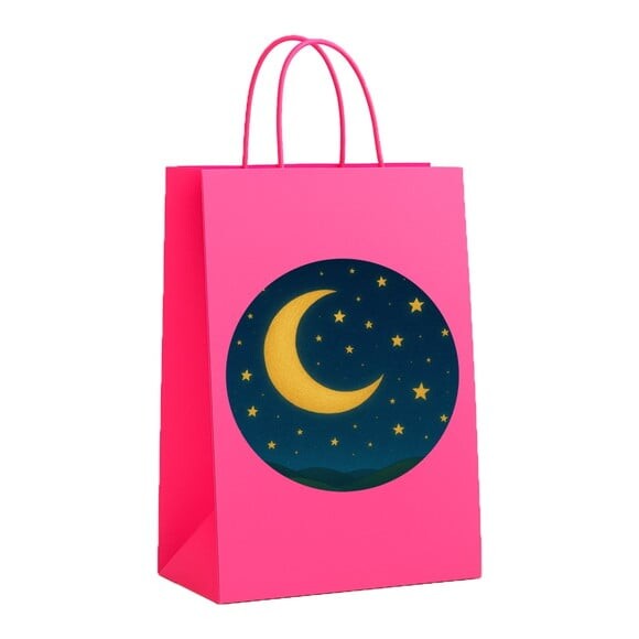Sacola de Papel Personalizada Infantil Lua e Estrelas