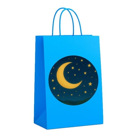 Sacola de Papel Personalizada Infantil Lua e Estrelas