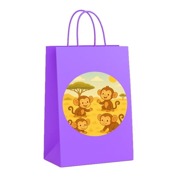 Sacola de Papel Personalizada Infantil Macaquinhos