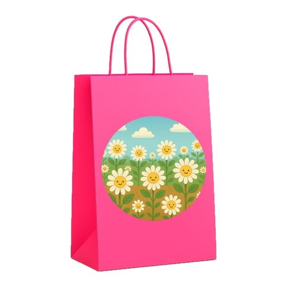 Sacola de Papel Personalizada Infantil Margaridas