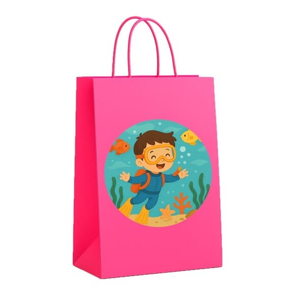 Sacola de Papel Personalizada Infantil Menino Mergulhador