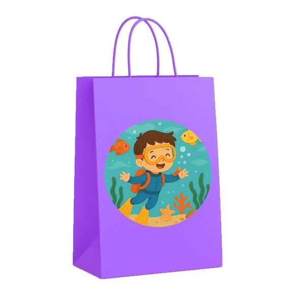 Sacola de Papel Personalizada Infantil Menino Mergulhador