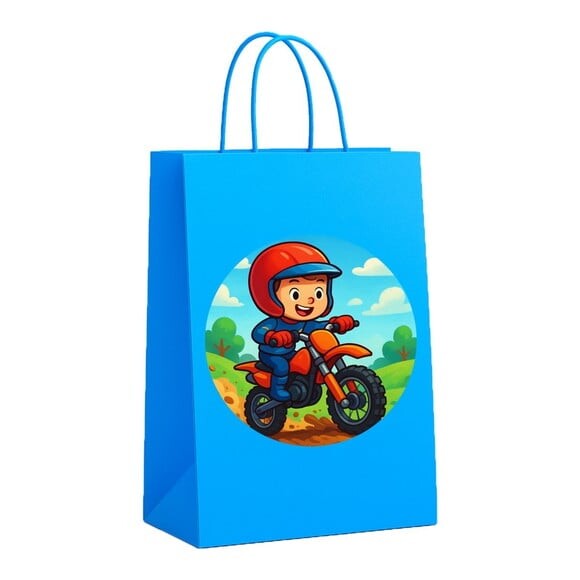 Sacola de Papel Personalizada Infantil Motocross