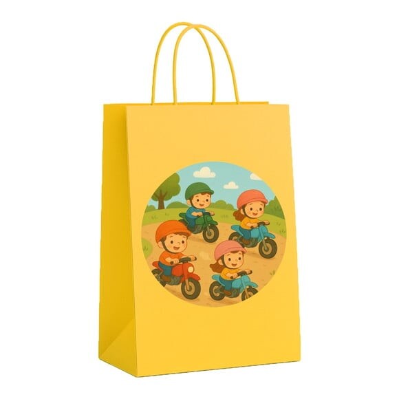Sacola de Papel Personalizada Infantil Motocicletas Kids