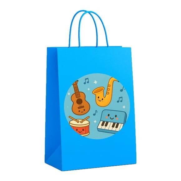 Sacola de Papel Personalizada Infantil Músicas Instrumentos