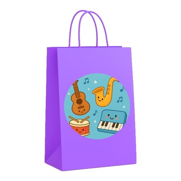 Sacola de Papel Personalizada Infantil Músicas Instrumentos