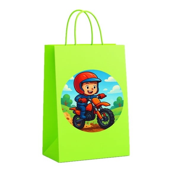 Sacola de Papel Personalizada Infantil Motocross