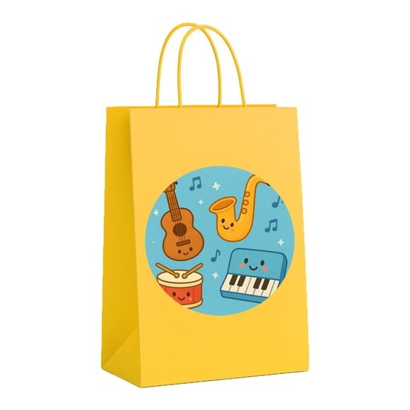 Sacola de Papel Personalizada Infantil Músicas Instrumentos