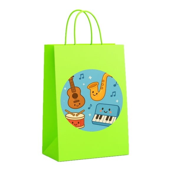 Sacola de Papel Personalizada Infantil Músicas Instrumentos