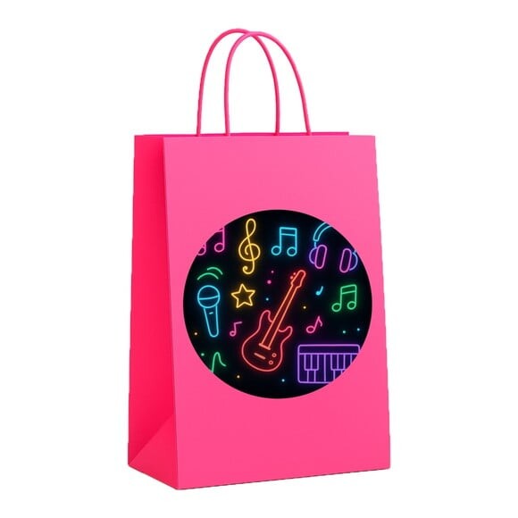 Sacola de Papel Personalizada Infantil Neon Musical