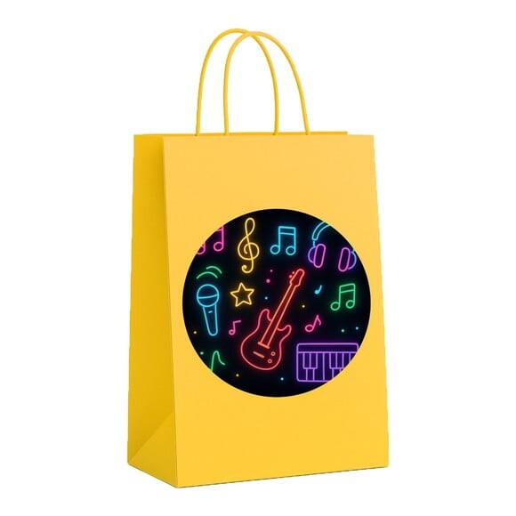 Sacola de Papel Personalizada Infantil Neon Musical