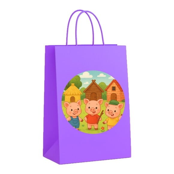 Sacola de Papel Personalizada Infantil os Três Porquinhos