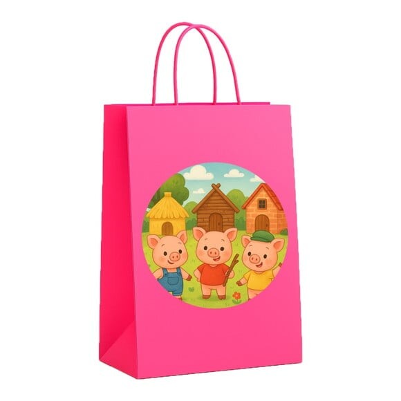 Sacola de Papel Personalizada Infantil os Três Porquinhos