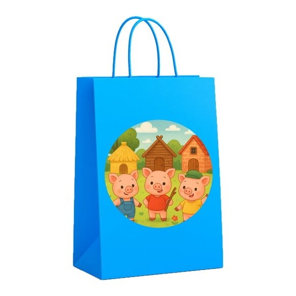 Sacola de Papel Personalizada Infantil os Três Porquinhos