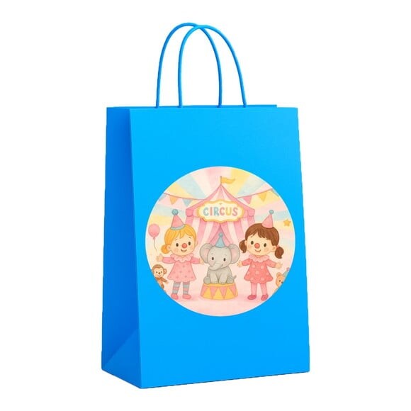Sacola de Papel Personalizada Infantil Palhacinhas Aquarela